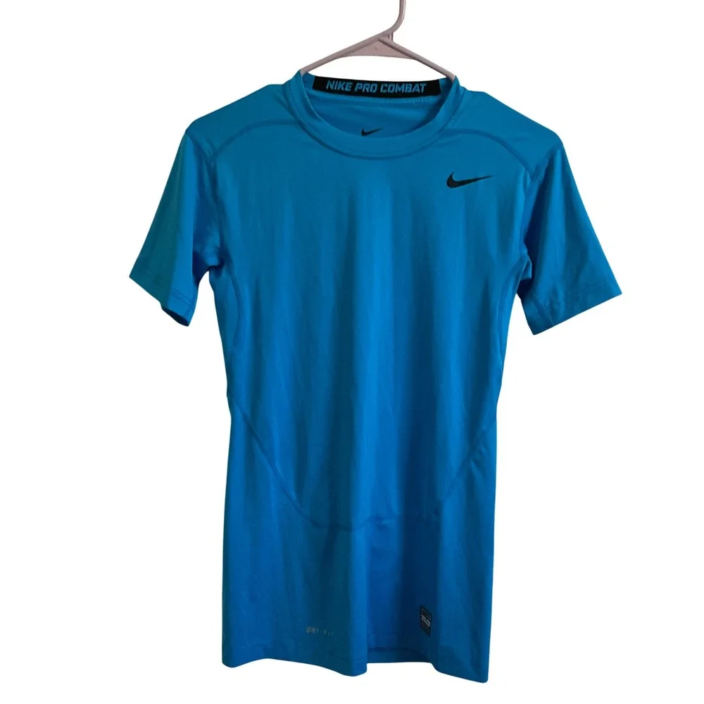 Nike Pro Combat Men's Blue Base Layer Compression Tee - Medium - NEW Workout Gym